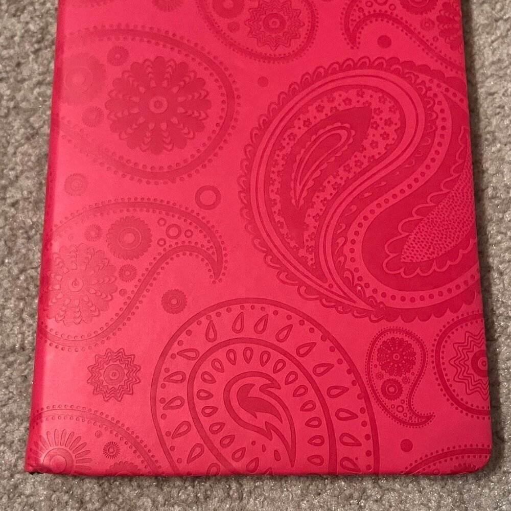Pink/Red Paisley Faux-Leather Hardcover Lined Journal w/ Ribbon Bookmark - Picture 2 of 8